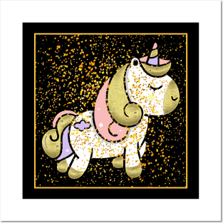 Gold Glitter Unicorn Posters and Art